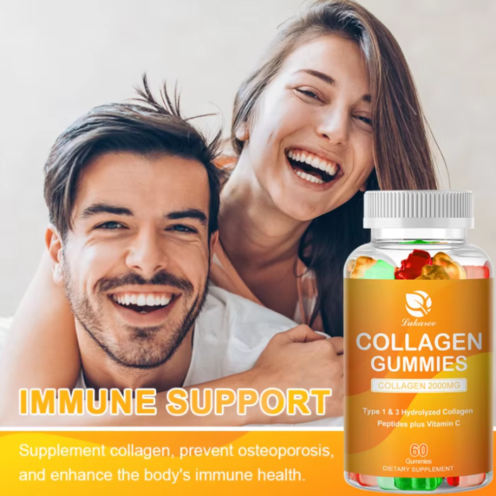 GLOWUP Delicious Natural Collagen Gummies with Vitamin C - Support Hair Growth, Glowing Skin, Strong Nails & Immune System Booster - 60 Gummies Sugar-free - Image 4